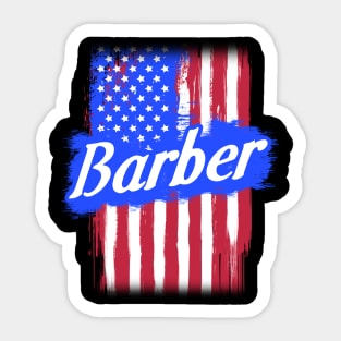 American Flag Barber Family Gift For Men Women, Surname Last Name Sticker